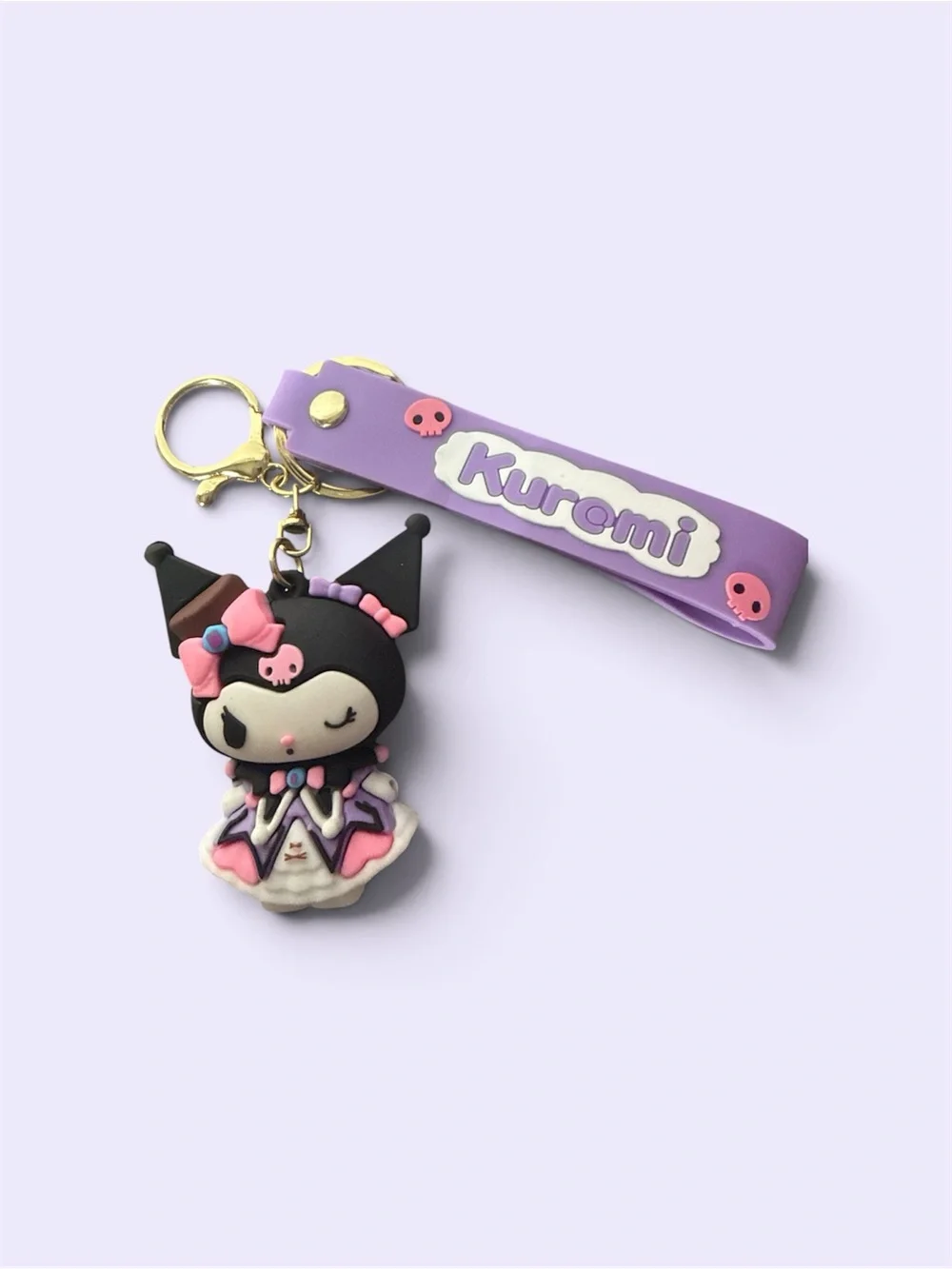Purple Kuromi Silicone Character Keychain Wrist Strap New